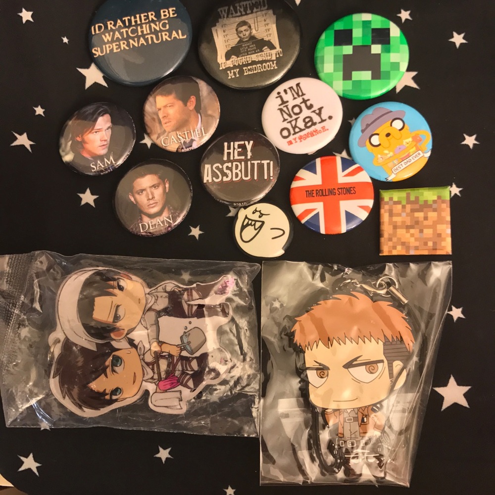 Assorted Fandom Keychains & Buttons